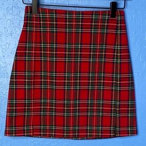 Brandy Melville Red Plaid Mini Skirt